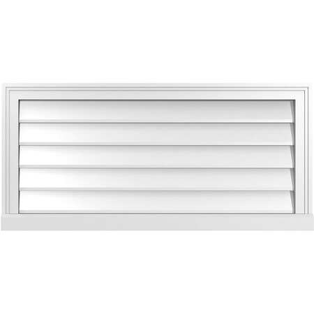Ekena Millwork Vertical Surface Mount PVC Gable Vent w/ 2"W x 2"H , Brickmould Sill Frame, 38"W x 18"H GVPVE38X1803SN
